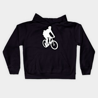 White Silhouette- Bike Rider Kids Hoodie